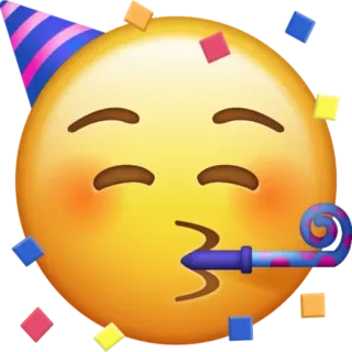 🥳 emoji, party, celebration, birthday, confetti, hat, kiss telegram sticker
