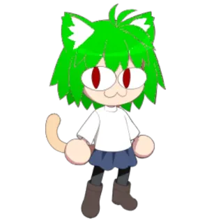 ☺️ Anime, Chat, Fille, Kawaii, Cheveux Verts, Dessin animé whatsapp sticker