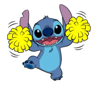 🎉 Stitch Lilo & Stitch Stitch, Lilo & Stitch, cheerleader, cute, cartoon, yellow, pom poms telegram sticker