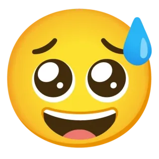 😥 อิโมจิ, เหงื่อ, ประหม่า, ยิ้ม, สีหน้า, น่ารัก whatsapp sticker