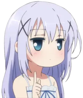 😑 Аниме, Девушка, Указывает, Персонаж telegram sticker