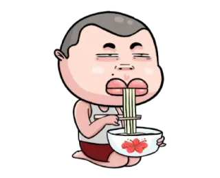 🤤 comiendo, fideos, dibujos animados, asiático whatsapp sticker
