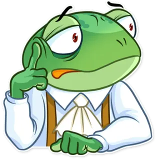 😕 กบ, กำลังคิด, การ์ตูน, ตัวละคร telegram sticker