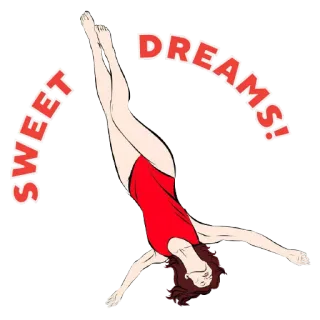 😴 SWEET DREAMS! sweet, dreams, woman, swimsuit, red, diving, sleep, good night telegram sticker