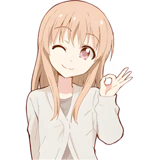 👌 애니메이션 여자, 윙크, 귀여운, OK telegram sticker