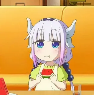 🍮 Kanna Kamui Miss Kobayashi's Dragon Maid Anime, Dragon, Mignon, Kawaii, Kanna Kamui, Miss Kobayashi's Dragon Maid telegram sticker