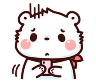 😟 dier, beer, schattig, sticker, cartoon, illustratie, ijsbeer, telefoon telegram sticker