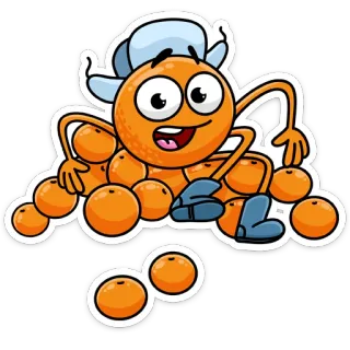 😥 orange, cartoon, fruit, character, cap, funny, cheerful telegram sticker