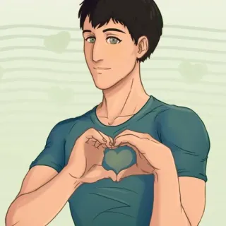 ❤️ coeur, amour, geste, affection, homme, dessin animé, romance telegram sticker