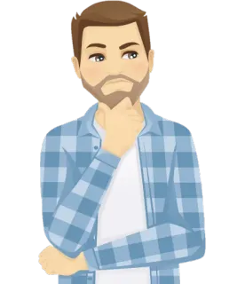 🤔 denken, mann, flanell, nachdenklich, bedächtig, zweifel, frage whatsapp sticker