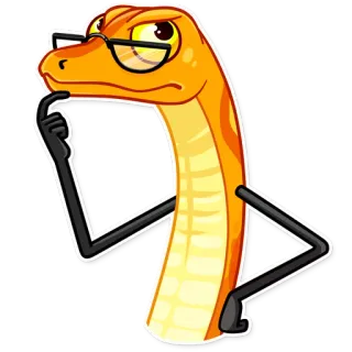 🤔 cobra, pensando, óculos, réptil, desenho animado telegram sticker
