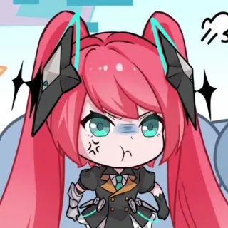 💖 アニメ, マンガ, 怒り, ちび, キャラクター, ピンク髪 whatsapp sticker