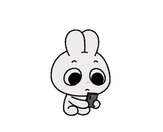 🐭 bunny, rabbit, cute, phone, cartoon whatsapp sticker