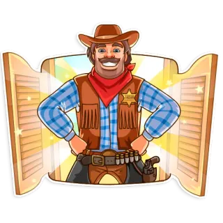👋 Cowboy, Sheriff, Western, Chapeau, Badge telegram sticker