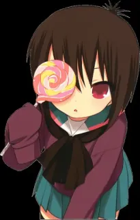 🍭 anime, pirulito, fofa, garota, desenho animado telegram sticker