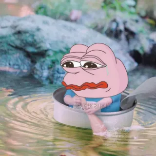 🐸 Pepe the Frog Pepe the Frog, meme, sad, crying, boat, illustration, cartoon telegram sticker
