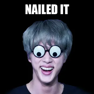 😛 NAILED IT trafiony, śmieszne, mem, wytrzeszczone oczy, świętowanie, sukces telegram sticker