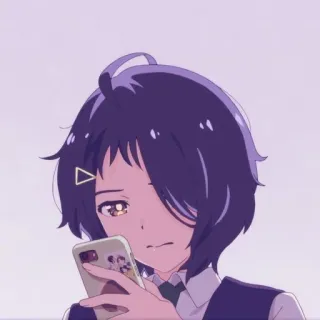 😔 Anime, Cô gái, Điện thoại thông minh, Biểu cảm, Phim hoạt hình, Nhân vật whatsapp sticker