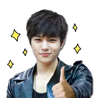 👍 사람, 남자, 엄지척, 반짝이, 한국어, 중국어 telegram sticker