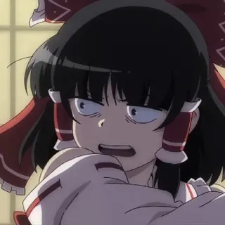 😦 Reimu Hakurei Аниме, Девушка, Рейму Хакурей, Touhou Project, Мультфильм telegram sticker