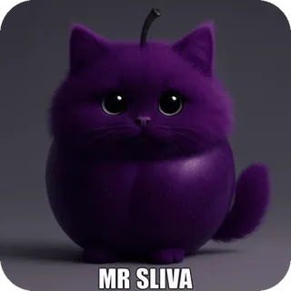 🥺 MR SLIVA แมว, พลัม, สีม่วง, สัตว์, ลูกแมว, น่ารัก whatsapp sticker