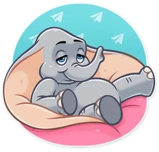 😌 Elefant, Tier, Cartoon, Sticker, süß, entspannend whatsapp sticker