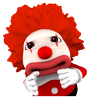 🙏 chú hề, buồn, biểu tượng cảm xúc, nhân vật, đỏ, trắng telegram sticker