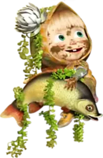 🐠 Masha Masha and the Bear Masha dan Beruang, kartun, karakter, ikan, animasi telegram sticker