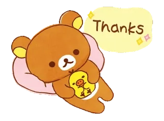 🐻 Rilakkuma Thanks Rilakkuma, beruang, terima kasih, imut, kartun, kuning, kawaii, bebek telegram sticker