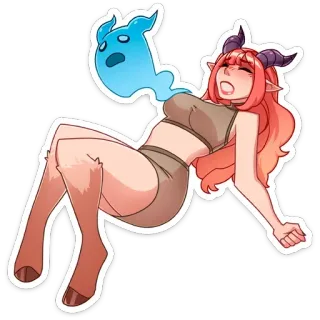 😵 demon girl, succubus, fantasy, anime, monster girl, cartoon telegram sticker