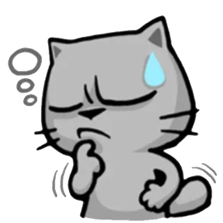 😓 Katze, denkend, Cartoon, Sticker, grau, besorgt telegram sticker