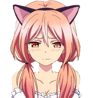 🙁 อนิเมะ, ผู้หญิง, หูแมว, น่ารัก, เศร้า telegram sticker