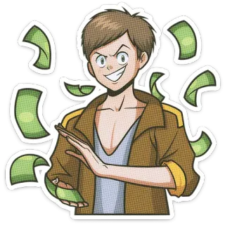 🌟 钱, 卡通, 角色, 成功, 财富, 现金 telegram sticker