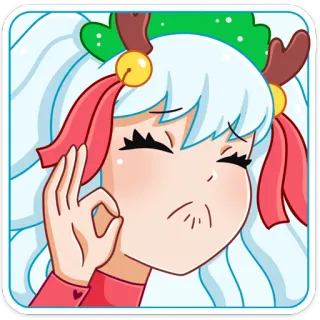 👌 girl, cute, anime, sticker, reindeer, cartoon telegram sticker