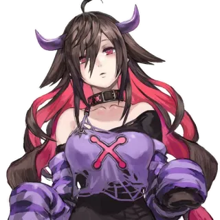 💜 anime, character, woman, horns, gothic, purple, fantasy telegram sticker