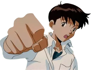 👊 Shinji Ikari Neon Genesis Evangelion anime, evangelion, shinji, pointing, angry, fighting telegram sticker