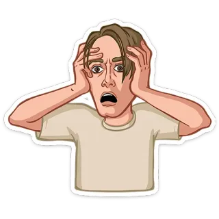 ⭐ zszokowany, mężczyzna, niespodzianka, panika, zmartwiony, zaniepokojony telegram sticker