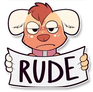 👎 RUDE 狗, 粗鲁, 卡通, 生气, 表情, 贴纸 telegram sticker