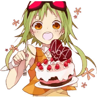 🎂 NOKI Anime, Mädchen, Kuchen, Erdbeere, Dessert telegram sticker