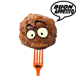 🍝 BUON APPETITO almôndega, comida, desenho animado, olhos, garfo telegram sticker