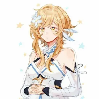 👌 Lumine Genshin Impact Anime, Blondynka, Dziewczyna, Genshin Impact, Lumine, Postać z gry, Fantasy telegram sticker