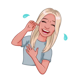 😂 lachen, vrouw, blond, huilen, emotioneel, vrolijk telegram sticker