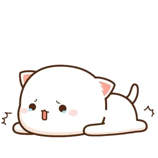 🥺 грустный, плачущий, кот, милый, мультик, белый, лежащий telegram sticker