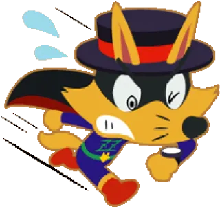 ⏱ cartoon, fox, running, character, animation, hat, sweating whatsapp sticker