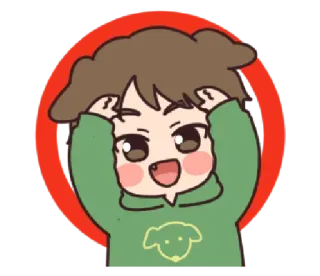 ⭕️ cartoon, anime, cute, happy, boy, sticker, cheerful, illustration telegram sticker