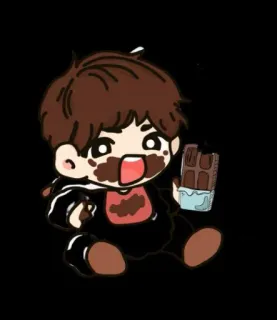 😳 chocolat, dessin animé, dessert, sucré, mignon, bébé whatsapp sticker