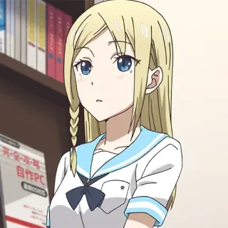 😦 Anime, Mädchen, blond, Schuluniform, Zopf telegram sticker