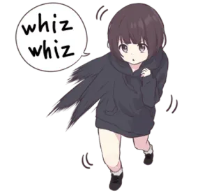 👊 whiz whiz garota anime, correndo, vento, desenho animado, fofo, mangá, zumbido telegram sticker