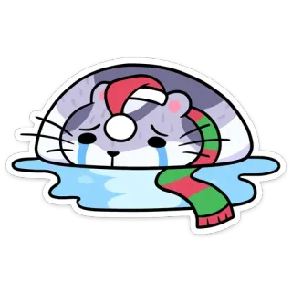 😭 แฮมสเตอร์, เศร้า, ร้องไห้, คริสต์มาส, วันหยุด, สติกเกอร์, น่ารัก telegram sticker