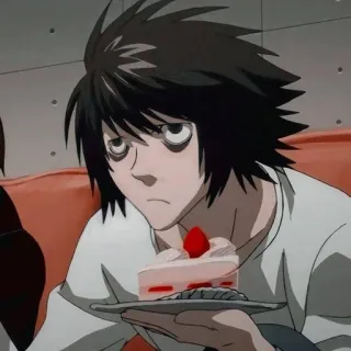 🌟 L Death Note anime, L, death note, cake, detective, sweet, manga, animation telegram sticker